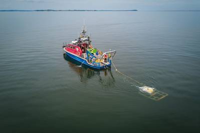 An ROV operates from the vessel Trio to explore the seabed close to Lubmin, Germany. (File photo: © Nord Stream 2 / Axel Schmidt)