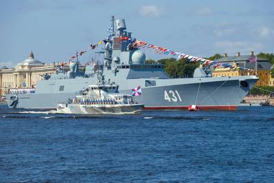 Anti-sabotage boat "Unarmeets of the Arctic" against the backdrop of the frigate "Admiral of the Fleet Kasatonov."
Copyright sikaraha/AdobeStock