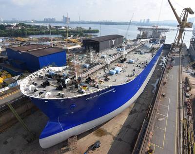 Polar Enterprise from ConocoPhillips / Polar Tankers Inc. in drydock. (Photo: Seatrium)