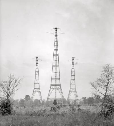 Arlington, Va. "Radio" Masts for the Navy's wireless station (Harris & Ewing glass negative)