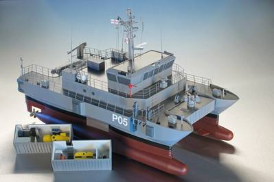 artist impression of the 25m SWATH@A&R Patrol Boat