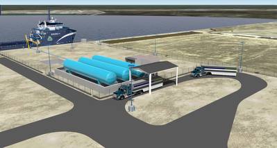 Artist's Depiction: the Harvey Gulf LNG Fuleing facility in Port Fourchon, LA.