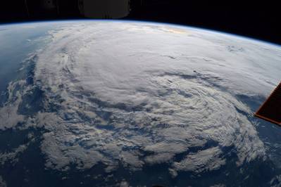 Astronaut Randy Bresnik took this photo of Tropical Storm Harvey from the International Space Station on Aug. 28 at 1:27 p.m. CDT. (Credits: NASA)