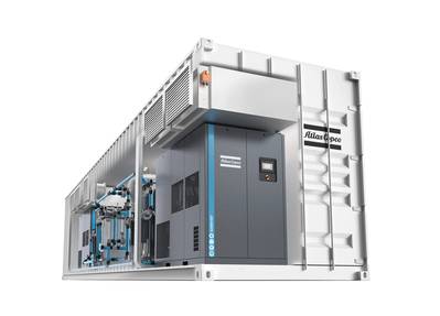 Atlas Copco introduced AIRCUBE – a containerized range of plug-and-play compressor rooms. Photo: Atlas Copco