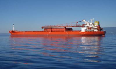 MV Balder leaving Croatia after installation of ECGC inside new funnel