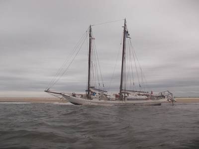 Beached Schooner. No Cure No Pay offered and signed. Schooner refloated within two hours. All costs and award settled in three days.  Photos courtesy Rik van Hemmen
