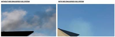 Before and after the use of BOS Emulsified Fuel System (Photo: BOS)
