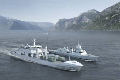 BMT uses AVEVA Marine to design the Norwegian Defense Logistics Organization’s logistics and support vessel. Copyright BMT Defence Services.