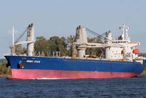 Bright State is one of the four vessels utilised in the new NCS Service of Rickmers-Linie.” Photo: Phil Gilston