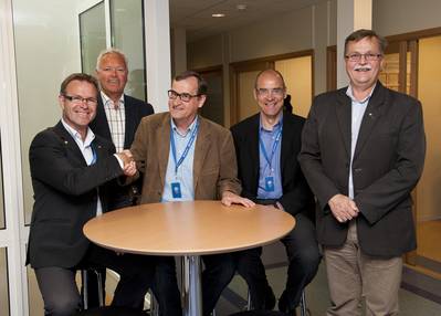  Brunvoll and Steerprop has decided to enter in to a strategic alliance. Here from the two companies meeting and agreement in Molde earlier this summer. From left, Managing Director at Brunvoll, Odd Tore Finnøy, Marketing Director at Brunvoll, Per Olav Løkseth, Managing Director Jarmo Savikurki and Vice President Jasto Tolonen from Steerprop and Technical Director at Brunvoll, Knut Andresen.