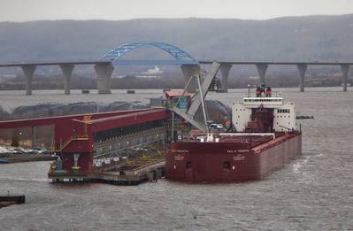 Bulk carrier vessel Paul R. Tregurtha at Superior Midwest Energy Terminal on December 14, 2015. (Photo:  Chris Mazzella)