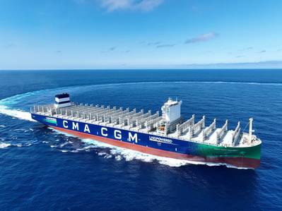 Bureau Veritas Marine & Offshore announced the successful delivery of the CMA CGM SEINE, a new 24,000 TEU LNG dual-fuel container ship, by Hudong-Zhonghua Shipbuilding. Credit: CMA CGM