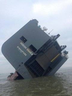Car carrier vessel Hoegh Osaka ran aground Saturday, January 3 after departing from Southampton for Bremerhaven, Germany. (Photo: MAIB)