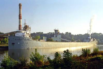 When the cement carrier ST. MARYS CHALLENGER gets underway in April, it will mark the vessel's 107th year of service. (Photo: Rod Burdick)