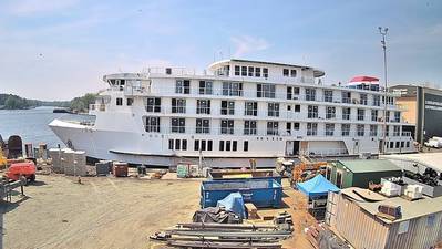 One of the Chesapeake Shipbuilding newbuild cruise ships under construction (Credit: Chesapeake Shipbuilding)