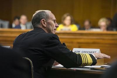 Chief of Naval Operations (CNO) Adm. Jonathan Greenert testifies before the Senate Armed Services Committee on the Department of the Navy defense authorization request for fiscal year 2014. (U.S. Navy photo by Mass Communication Specialist 1st Class Peter D. Lawlor/Released)