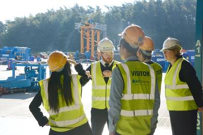 Yeoh Choon Jin, Head of Marine and Offshore, SPRING Singapore; Ho Chi Bao, Director, Manufacturing & Engineering and International Partnership Office Asia Pacific, SPRING Singapore; Jasmine Pang, Manager, Marine and Offshore, SPRING Singapore; Hayley Yule, Marketing and Communications Director; and John Jones, Middle East and Caspian Sales Manager (Photo: ACE Winches)