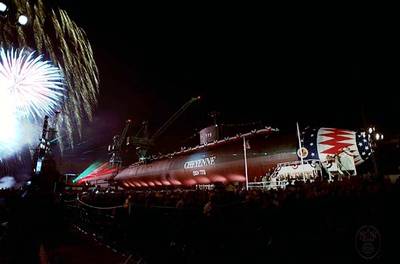 Christening Ceremony of the Cheyenne (SSN-773) (Photo by Jim Hemeon, courtesy of General Dynamics Electric Boat)