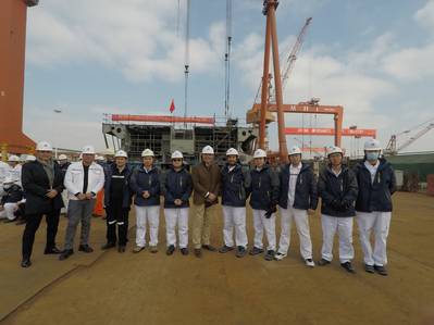 CMHI hosted a keel laying ceremony for SunStone's Ocean Albatros on January 20 in Haimen, China (Photo: SunStone Ships)