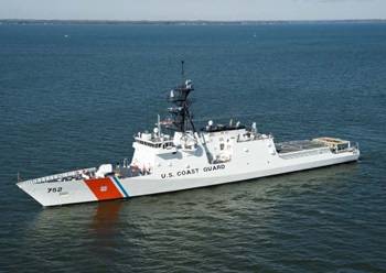 Coast Guard Cutter Stratton, the third National Security Cutter, transits the Chesapeake Bay in October, 2011. U.S. Coast Guard photo.