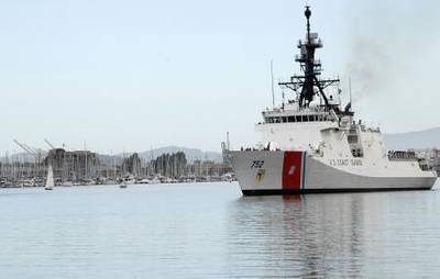 The Coast Guard Cutter Stratton returns to its homeport of Coast Guard Island in Alameda, Calif., after a two-month deployment, Saturday, Aug. 17, 2013. The Stratton completed a patrol to validate the ship's systems to ensure the crew and cutter are fully operational. (U.S. Coast Guard photo by Petty Officer 3rd Class Loumania Stewart)