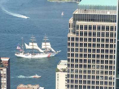 Coast Guard Cutter Eagle sails into New York, Thursday, August 4 (Photo: Jeff O'Malley)