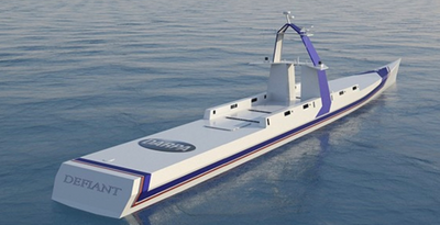 Concept design for NOMARS Defiant unmanned ship (Image: DARPA)