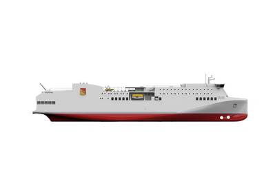 A contract was signed to build a 140m, 1000-passenger, 200-car RoPax in Italy. Photo courtesy Fincantieri