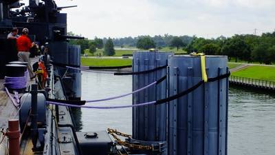 Cortland Company’s 12x12 Plasma® rope in situ on battleship Texas.