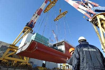 Costa Cruise Ship First Building Block Hoisted: Photo credit Fincantieri