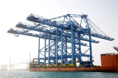 Crane arrival Khalifa Port: Photo courtesy of ADT