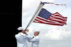 Crew members on board USS North Carolina (SSN 777), break the commissioning pennant aboard the newest Virginia-class nuclear attack submarine USS North Carolina (SSN 777). North Carolina is the fourth Virginia-class submarine to be commissioned and the first major U.S. Navy combatant vessel class designed with the post-Cold War security environment in mind. North Carolina will be homeported in Groton, Conn., as a member of the U.S. Atlantic Fleet. U.S. Navy photo by Mass Communication Specialist