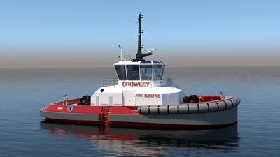 Crowley’s new eWolf will be the first all-electric tugboat in the U.S. (Image: Crowley)