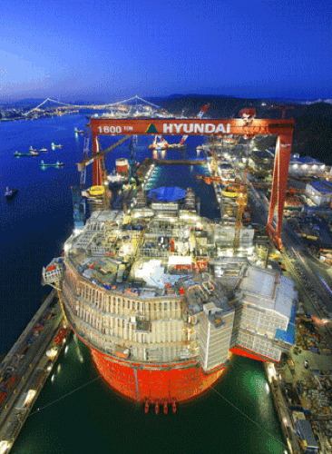 Cylindrical FPSO: Photo courtesy of HHI