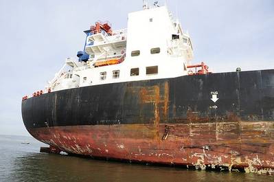 Damage to 'Overseas Reymar': Photo credit USCG