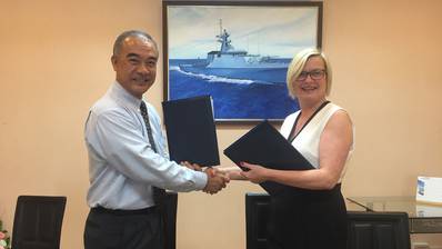 Danela McFadyen, Head of Commercial, International with Captain Pichayane Tanprasert, Managing Director of Bangkok Dock (Photo: BAE Systems)