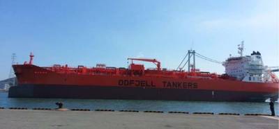 Delivered to Odfjell in the third quarter was Bow Trident, the third of four coated chemical tankers from the Hyundai Mipo yard in South Korea (Photo courtesy of Odfjell)