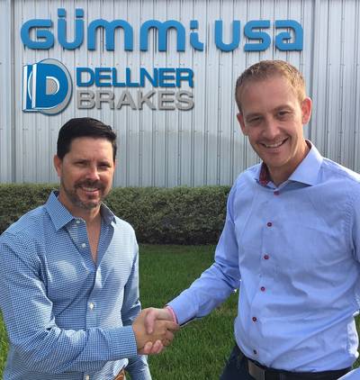 Dellner Brakes CEO Marcus Aberg (right) and new vice president Edgar Roca outside the company’s warehouse in Houston, Texas  (Photo: Dellner Brakes)