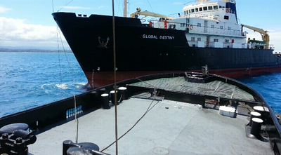 Disabled Greek Ship on Tow: Photo credit Puerto Rico Towing