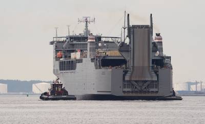 Dod File Photo: M/V Cape Ray outbound to deployment.
