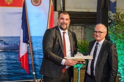 Dragan Krapovic and Pascal Leroy during the OPV 60M construction start ceremony in Lorient Credit: PIRIOU