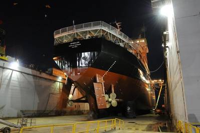 Dredge Wheeler in World Marine’s drydock (Photo: World Marine of Alabama)