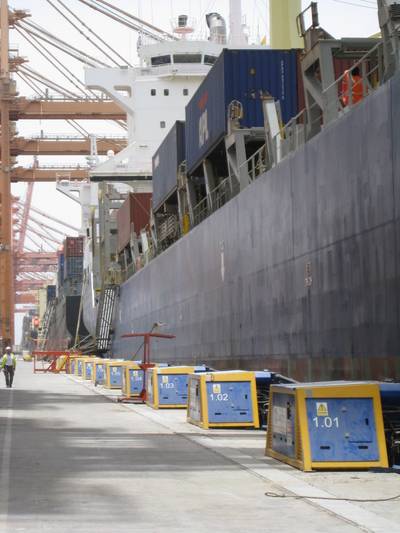 Cavotec MoorMaster MM200C (Container) automated mooring units at the Port of Salalah, Oman. (Photo courtesy of Cavotec)