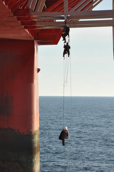 Greenpeace activists boarding the drilling rig Transocean Spitsbergen.Photo credit: Transocean.
