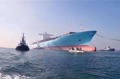 'Emma Maersk' Europe-bound Under Tow: Photo credit Maersk Line