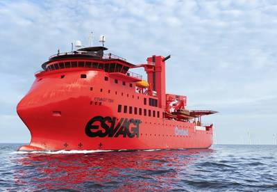 Esvagt’s newbuild green-fueled SOV will have five Vestdavit davit systems installed onboard. (Image: Esvagt)