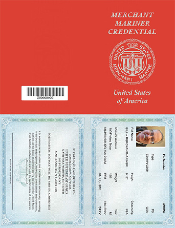 Example of the new certificate size one page merchant mariner credential (Image: USCG)
