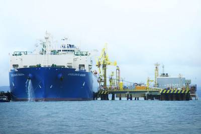 Excelerate Energy's FSRU Excelerate Sequoia at the Bahia Regasification Terminal (TR-BA) in Bahia, Brazil. - Credit: Excelerate Energy