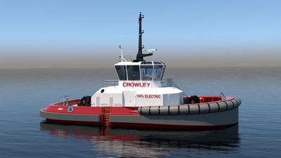Crowley Maritime Corporation's fully electric eWolf tug
Image credit: Crowley Engineering Services