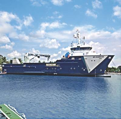 DP2 Oil and Gas field support Catamaran protected by Kentec Syncro AS Marine fire control panels.